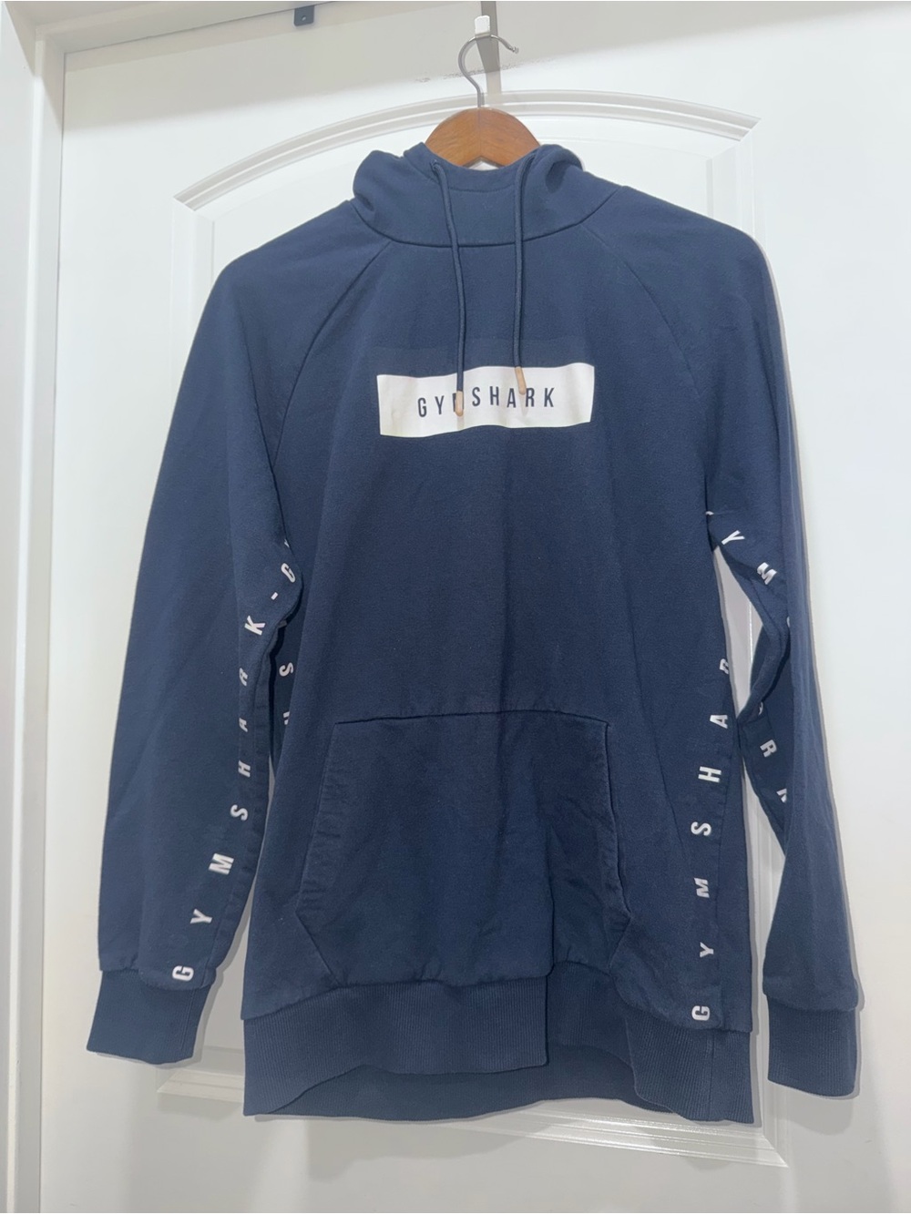 Gymshark Navy Crewneck Hoodie with White Logo
